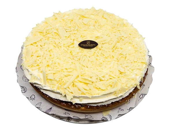 Abrikozenvlaai met slagr/witte choc.